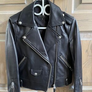 Black Leather Mackage Moto Jacket XS